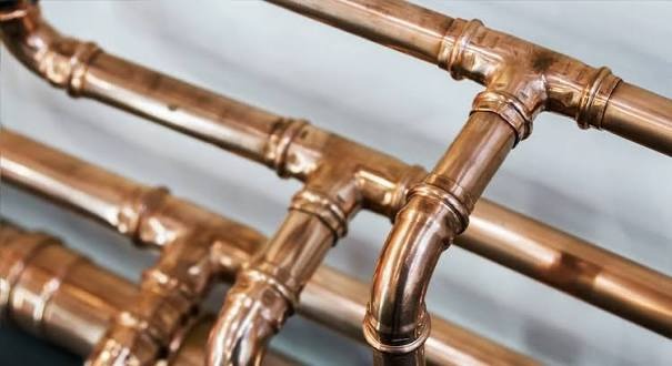 Copper pipework and joints on a heating system